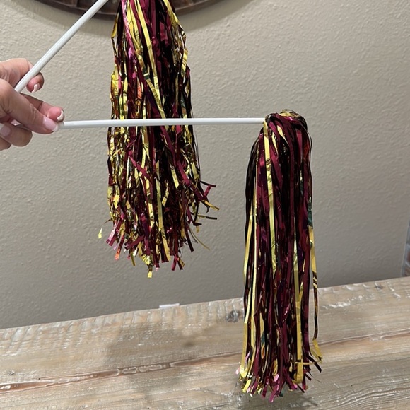 Arizona State ASU Maroon & Gold Pom Poms Set of 2 - Picture 1 of 5